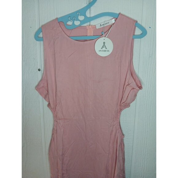 Anrabess Women’s XL Pink Sleeveless Midi Dress Side Cut Outs Spring Summer NWT - Picture 3 of 8